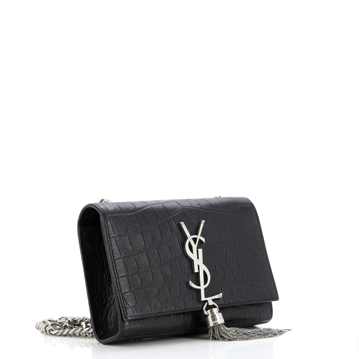 Classic Monogram Tassel Crossbody Bag Crocodile Embossed Leather Small - Deep Luxury