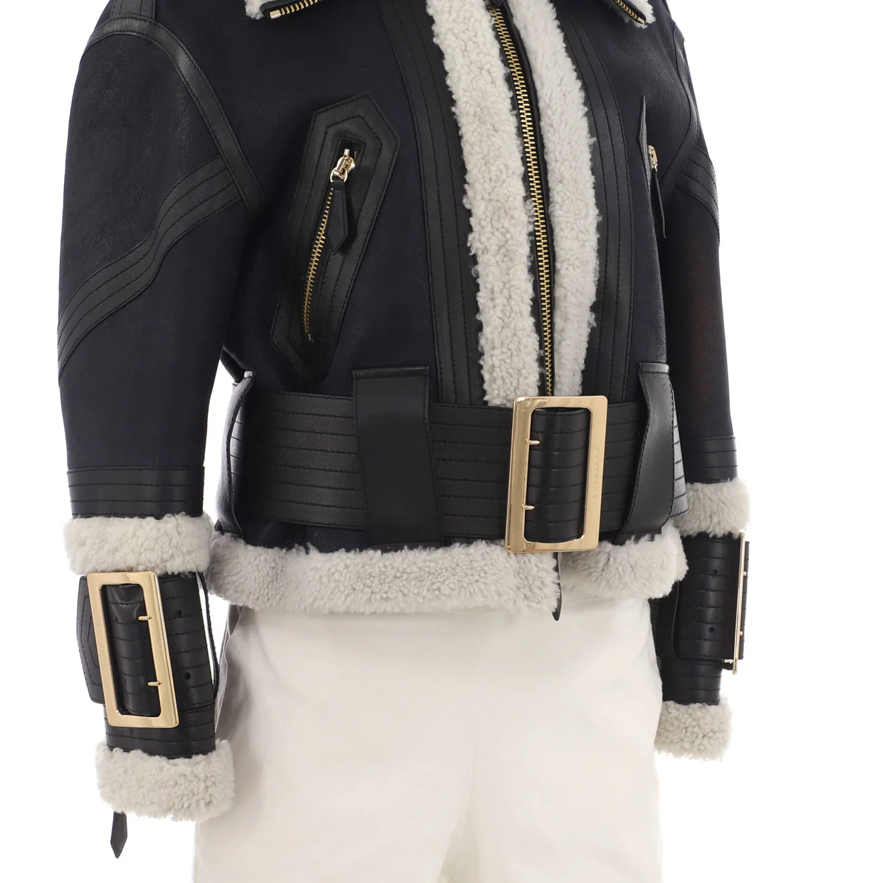 Women's Aviator Jacket Leather and Shearling - Deep Luxury
