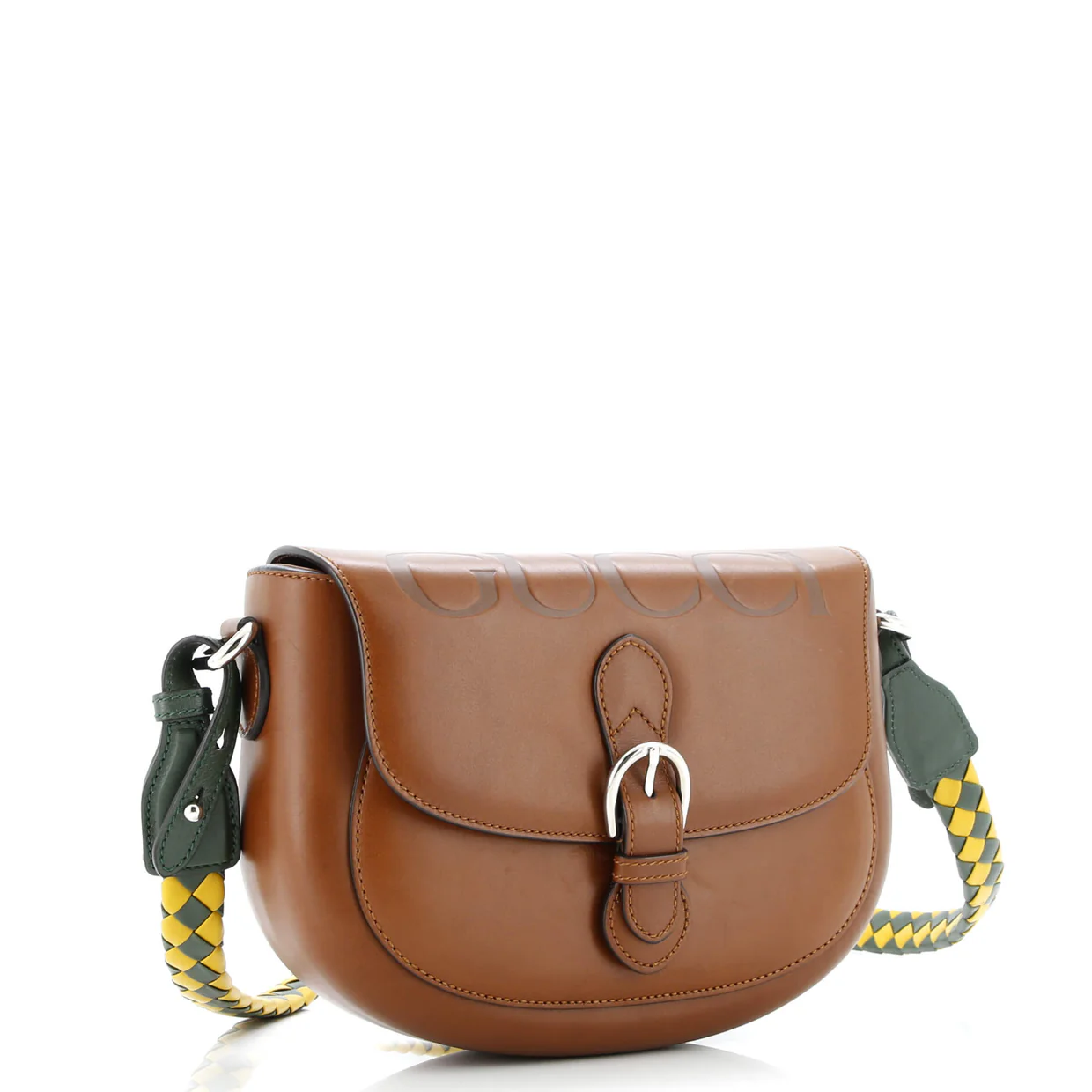 Charisma Flap Shoulder Bag Logo Embossed Leather with Braided Detail - Deep Luxury