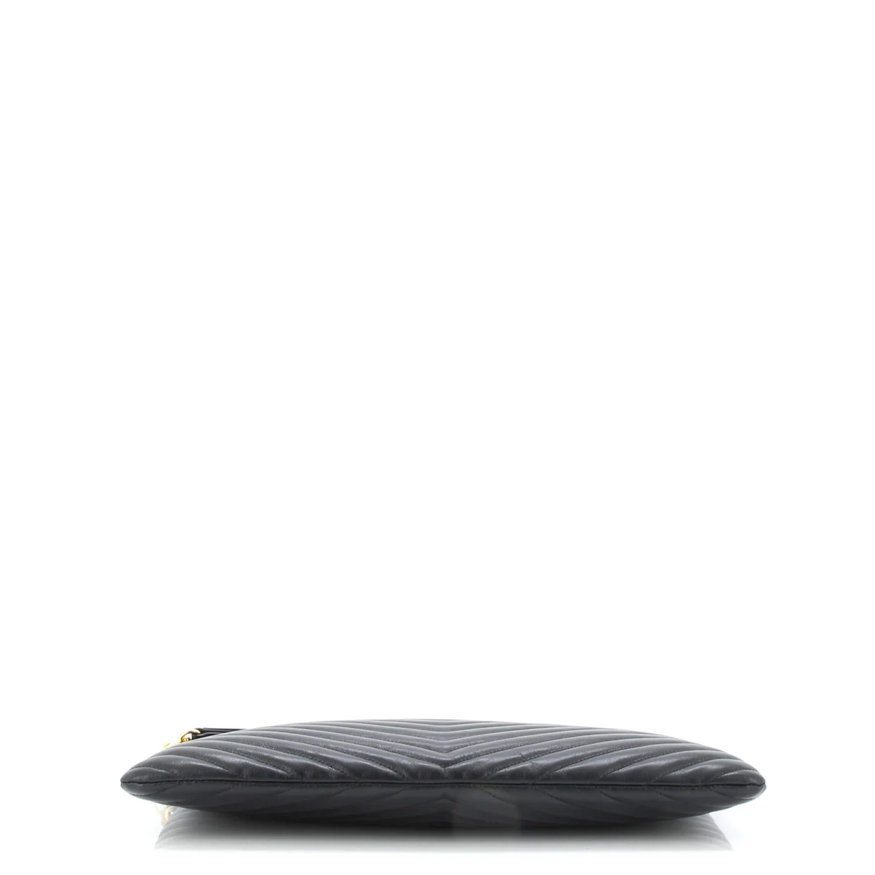 Classic Monogram Wristlet Pouch Matelasse Chevron Leather Large - Deep Luxury