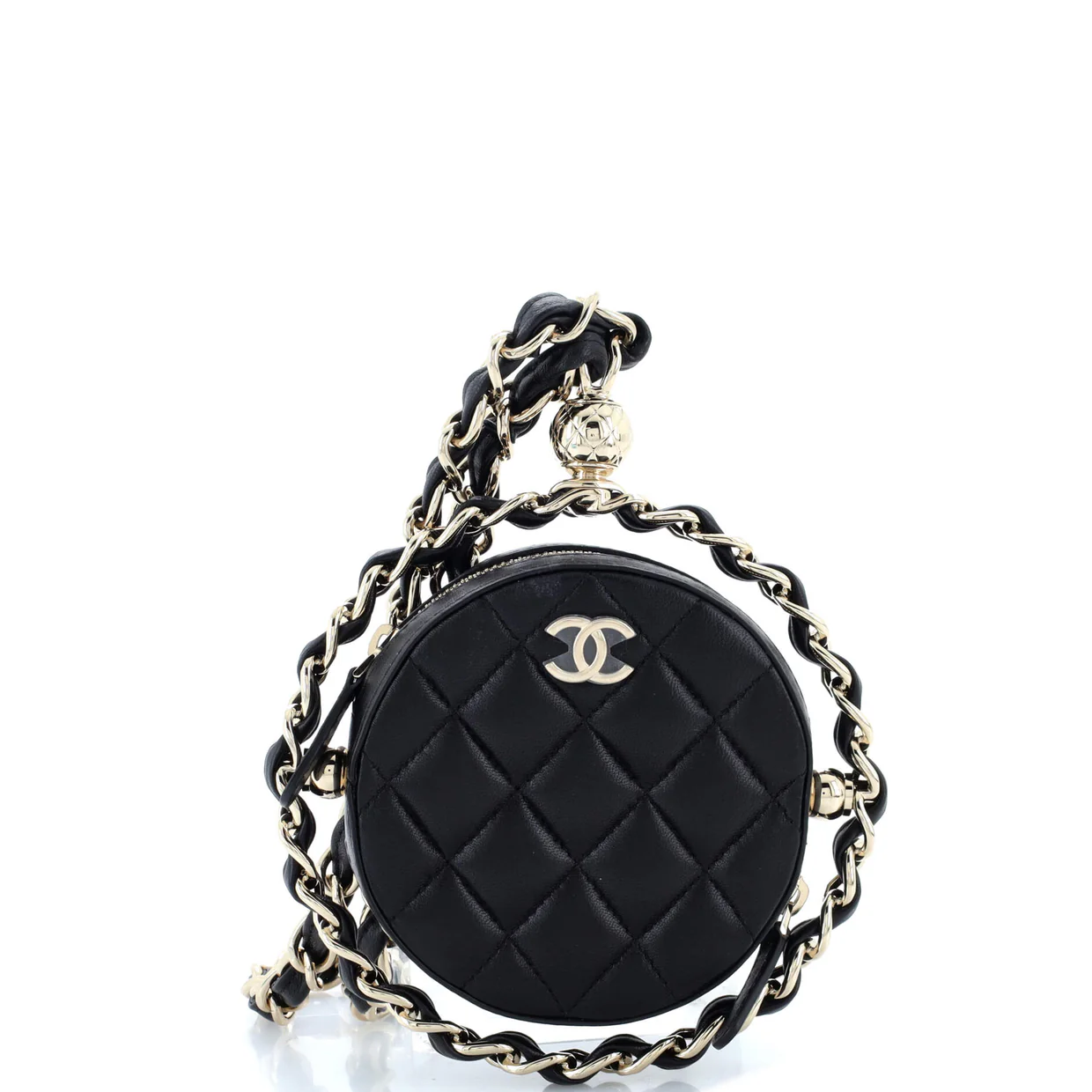 Frame Chain Around Round Clutch with Chain Quilted Lambskin Mini - Deep Luxury