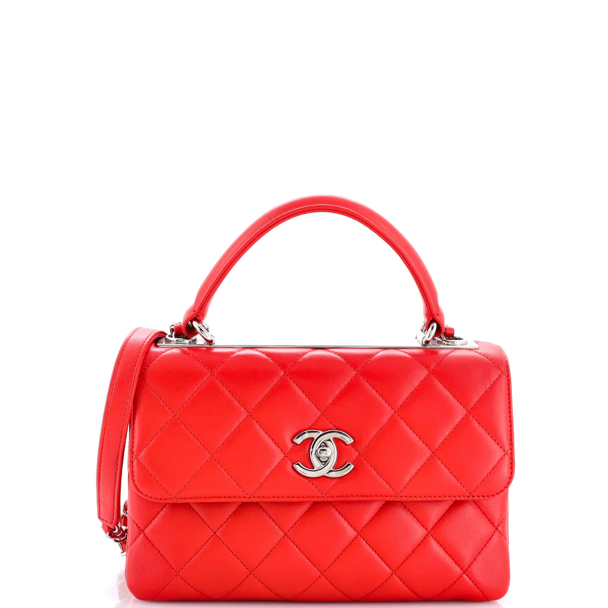 Trendy CC Top Handle Bag Quilted Lambskin Small - Deep Luxury