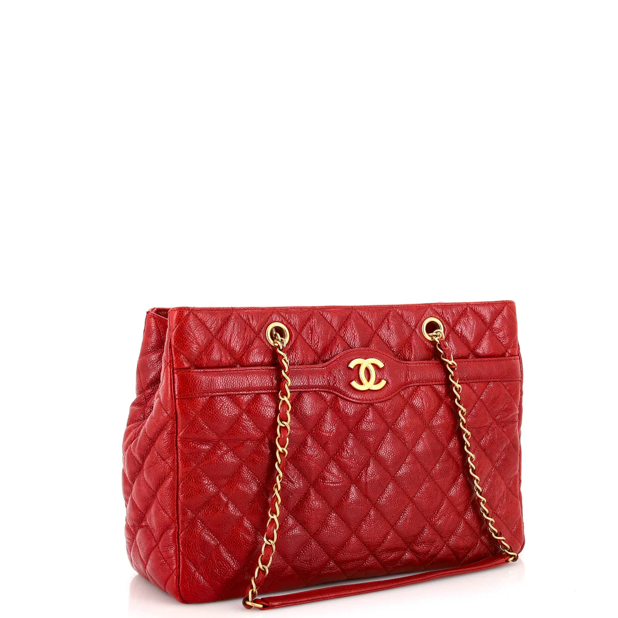 Two Tone Shopping Tote Quilted Caviar Large - Deep Luxury