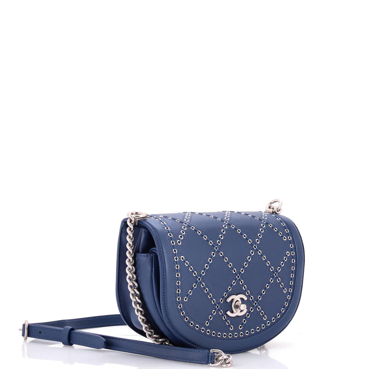 Coco Eyelets Round Flap Bag Quilted Calfskin Small - Deep Luxury