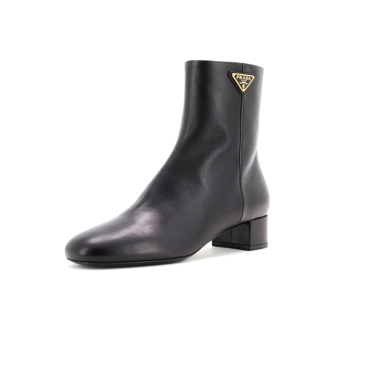 Women's Triangle Logo Ankle Boots Leather - Deep Luxury