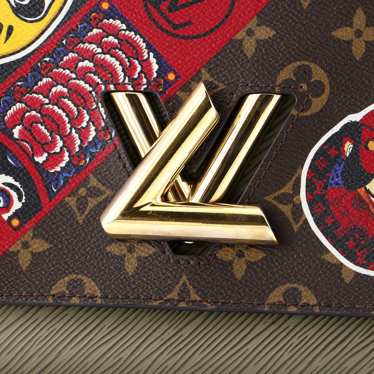 Twist Handbag Limited Edition Kabuki Stickers Monogram Canvas and Epi Leather MM - Deep Luxury