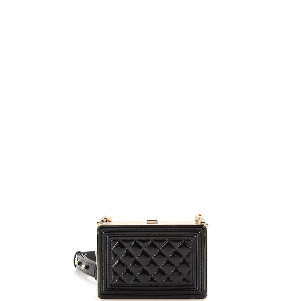 Boy Chain Box Minaudiere Quilted Patent - Deep Luxury