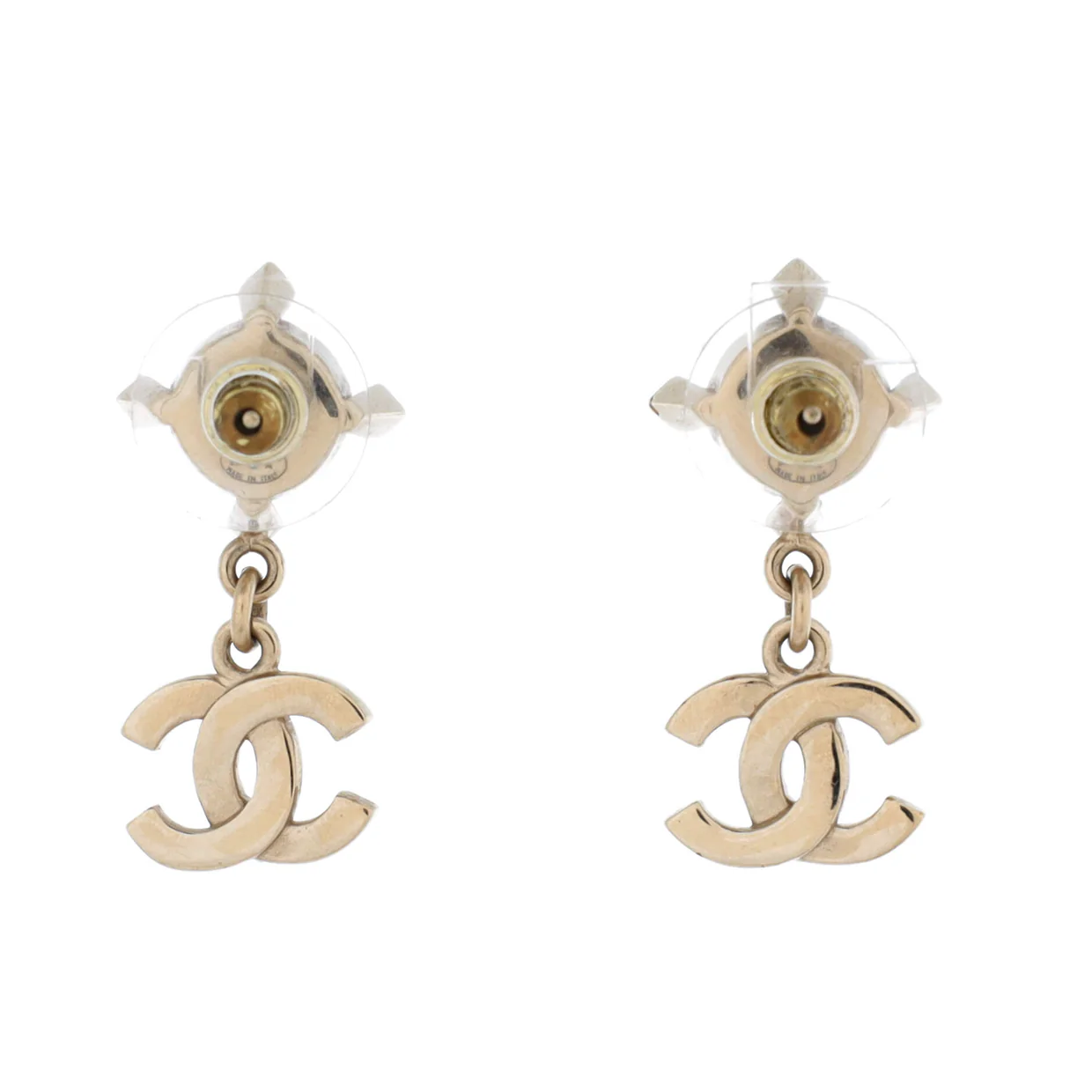 Geometric CC Drop Earrings Metal with Crystals and Faux Pearls - Deep Luxury