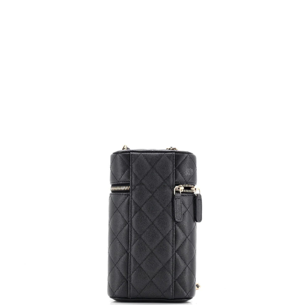 Classic Vanity Phone Holder with Chain Quilted Caviar - Deep Luxury