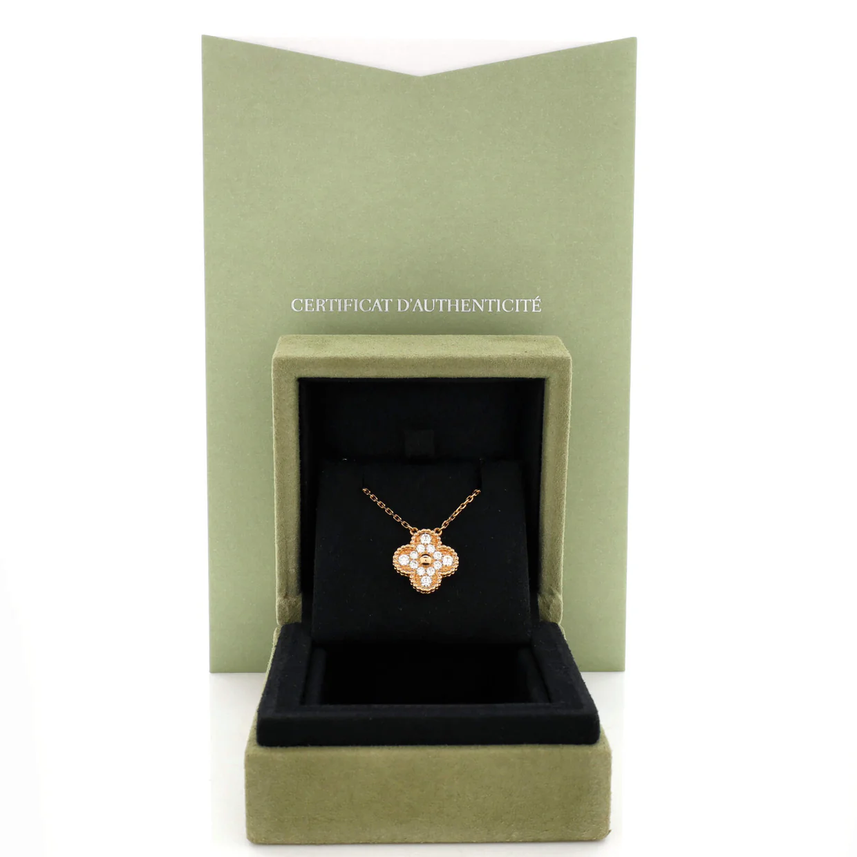 Vintage Alhambra Pendant Necklace 18K Rose Gold and Diamonds - Deep Luxury