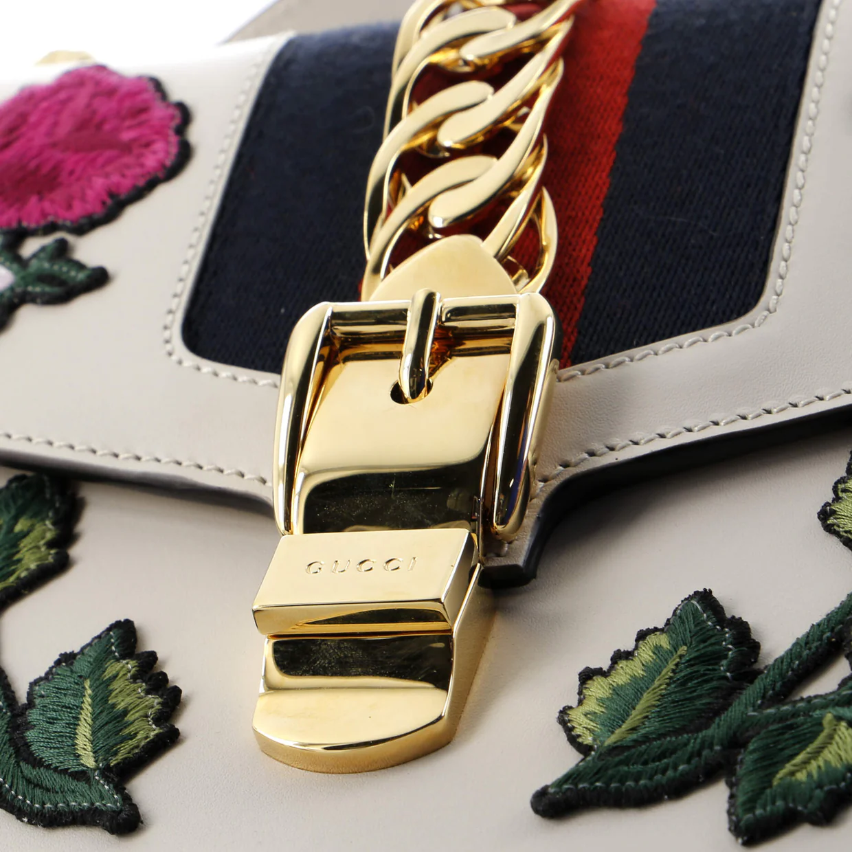 Sylvie Shoulder Bag Embroidered Leather Small - Deep Luxury