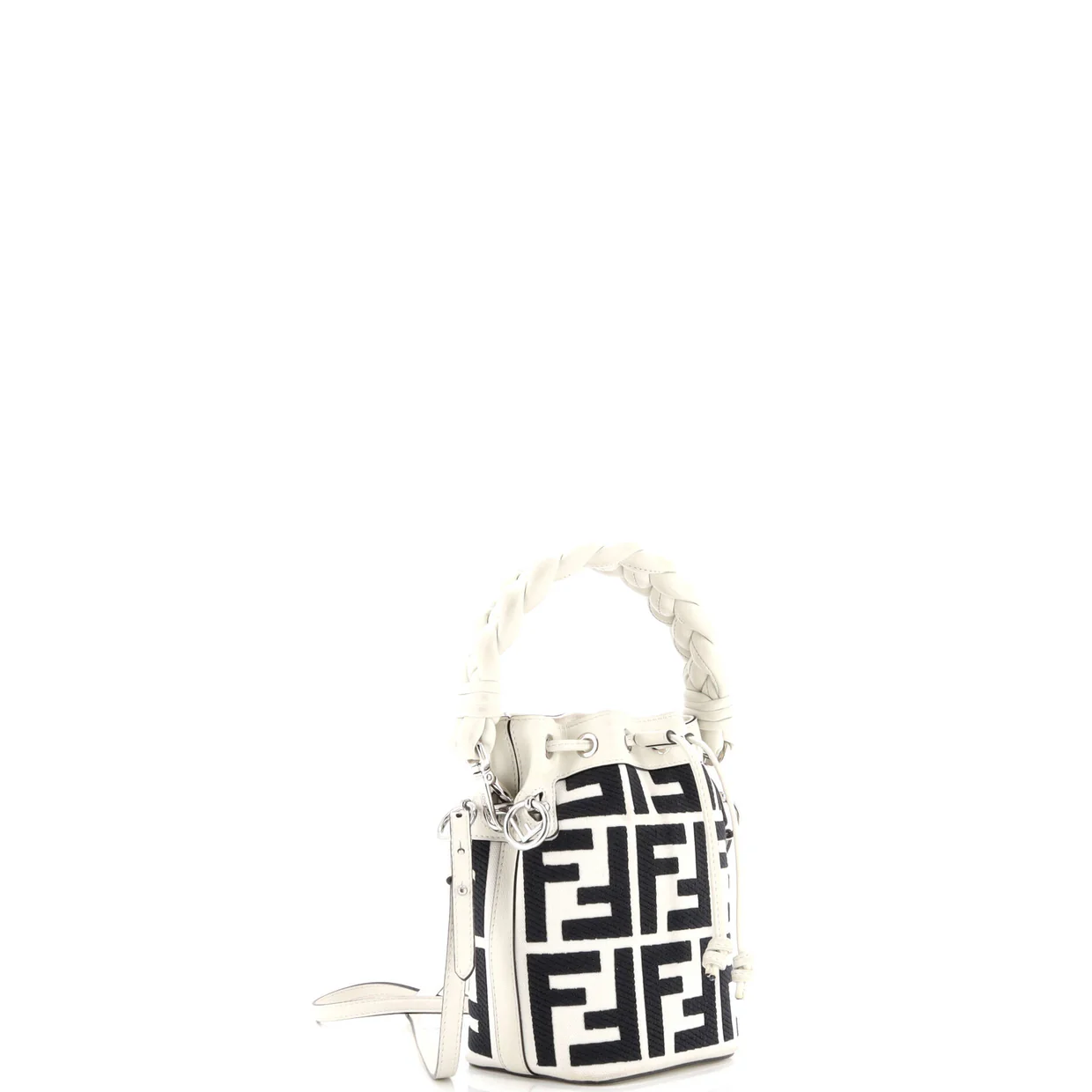 Woven Handle Mon Tresor Bucket Bag Zucca Embroidered Canvas Mini - Deep Luxury