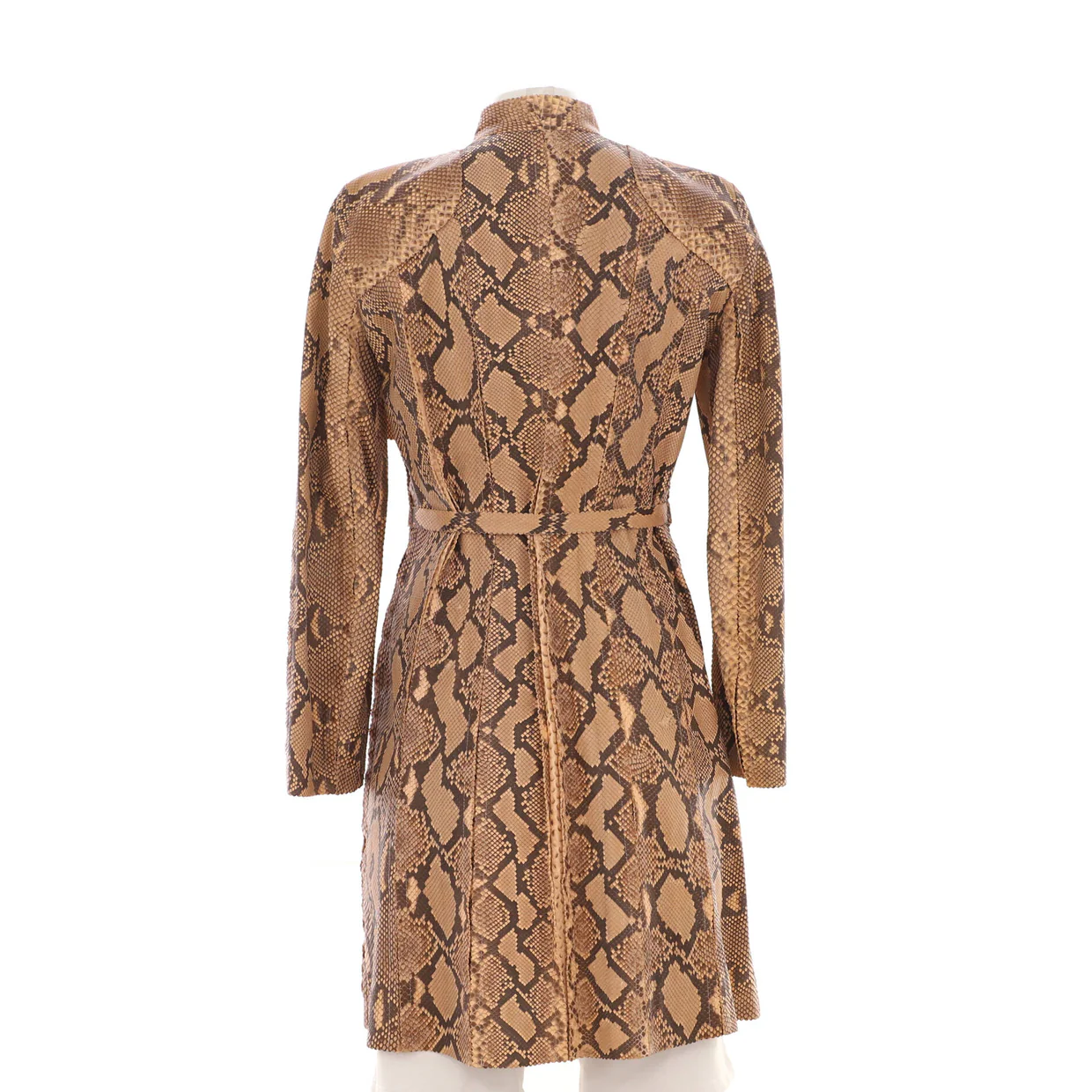 Women's Belted Button Up Coat Python - Deep Luxury