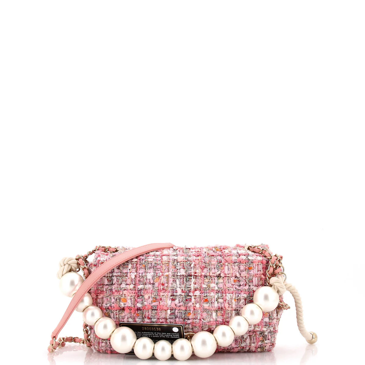 Pearl Handle Flap Bag Quilted Tweed Medium - Deep Luxury