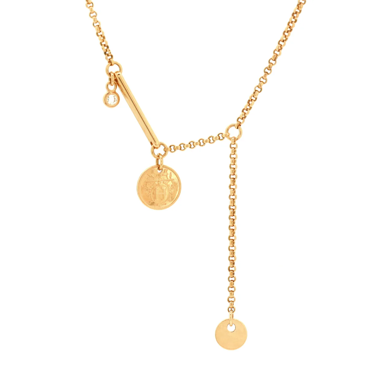 Ex-Libris Pendant Necklace 18K Rose Gold with Diamond Small - Deep Luxury