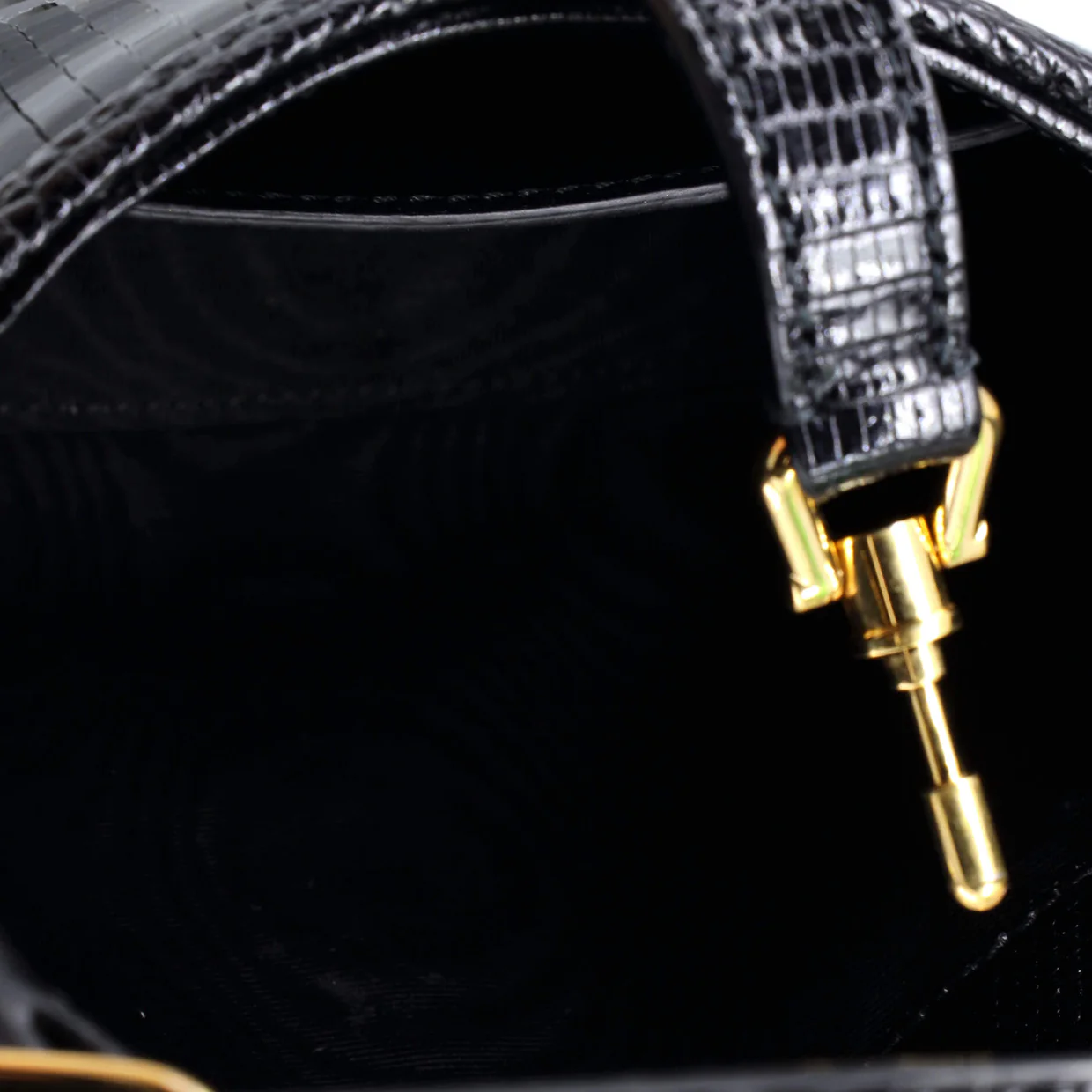 Jackie 1961 Chain Hobo Crystal GG Embellished Fabric with Lizard Mini - Deep Luxury