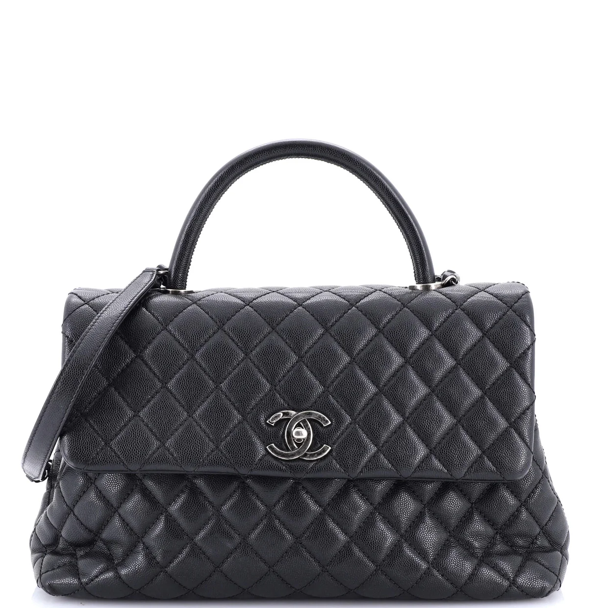 Coco Top Handle Bag Quilted Caviar Medium - Deep Luxury