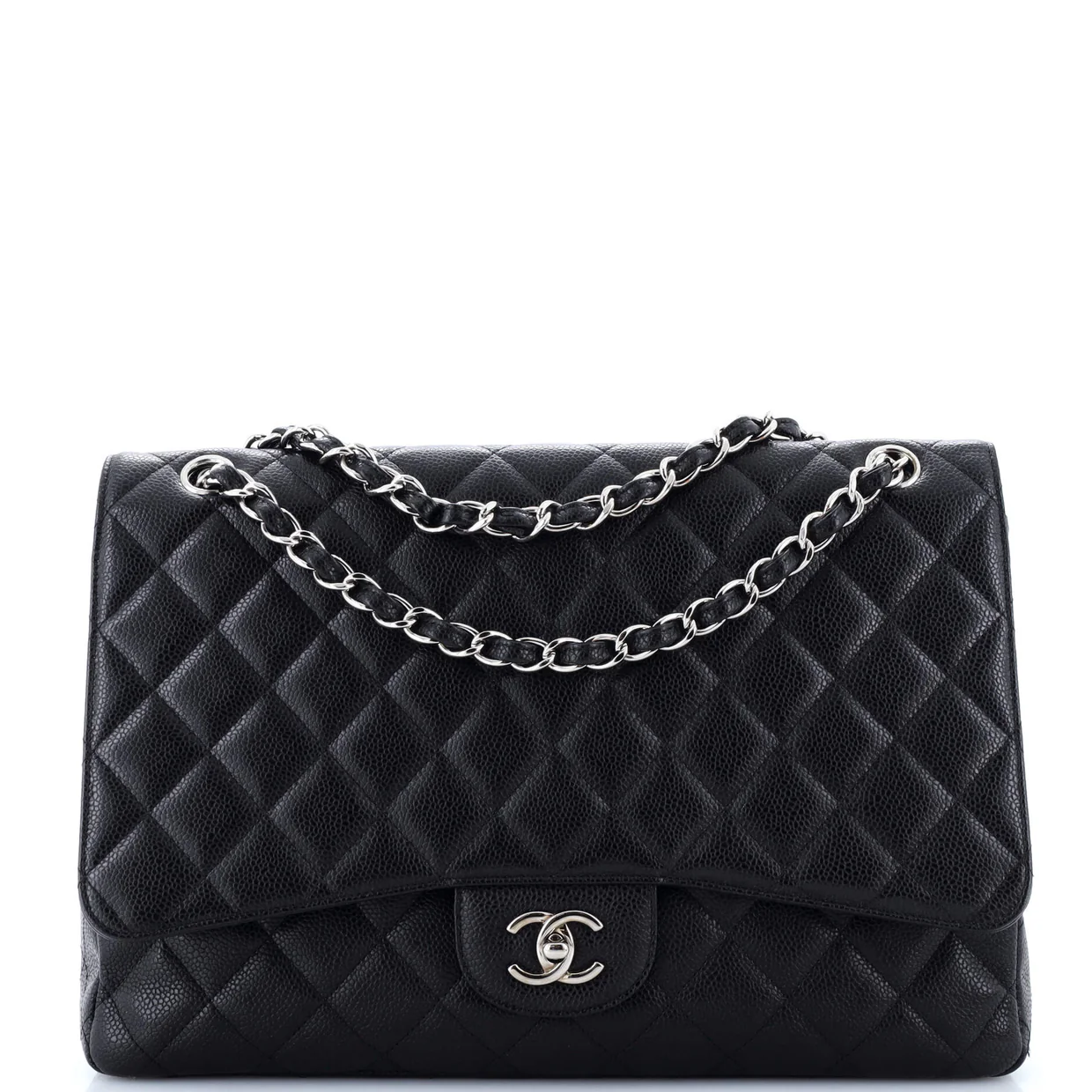 Classic Single Flap Bag Quilted Caviar Maxi - Deep Luxury