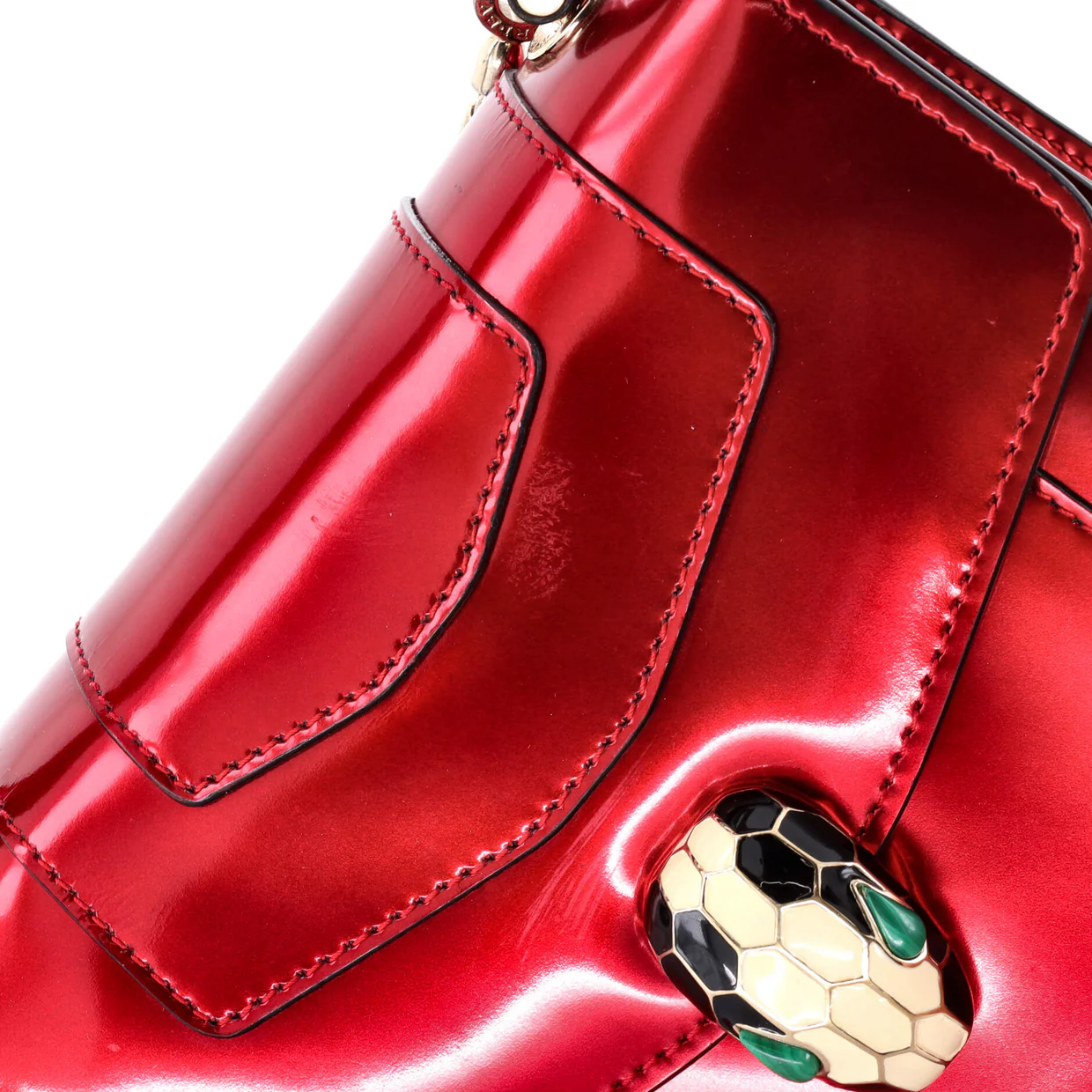 Serpenti Top Handle Bag Patent Small - Deep Luxury