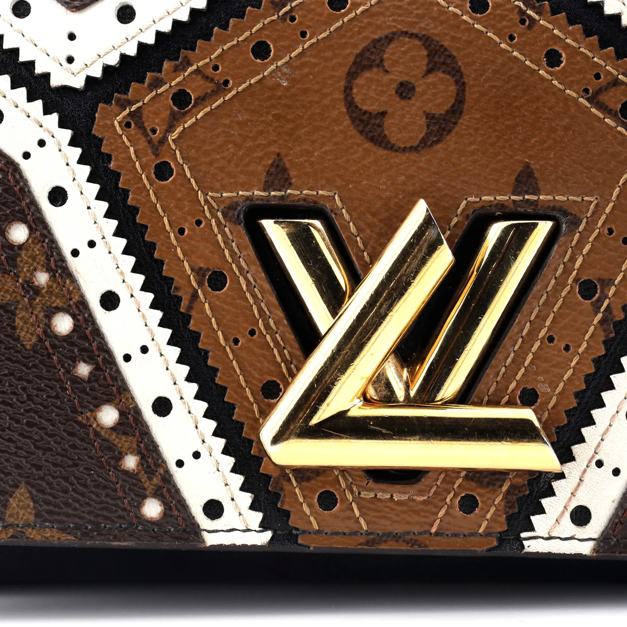 Twist Chain Wallet Limited Edition Brogue Reverse Monogram Canvas and Leather - Deep Luxury