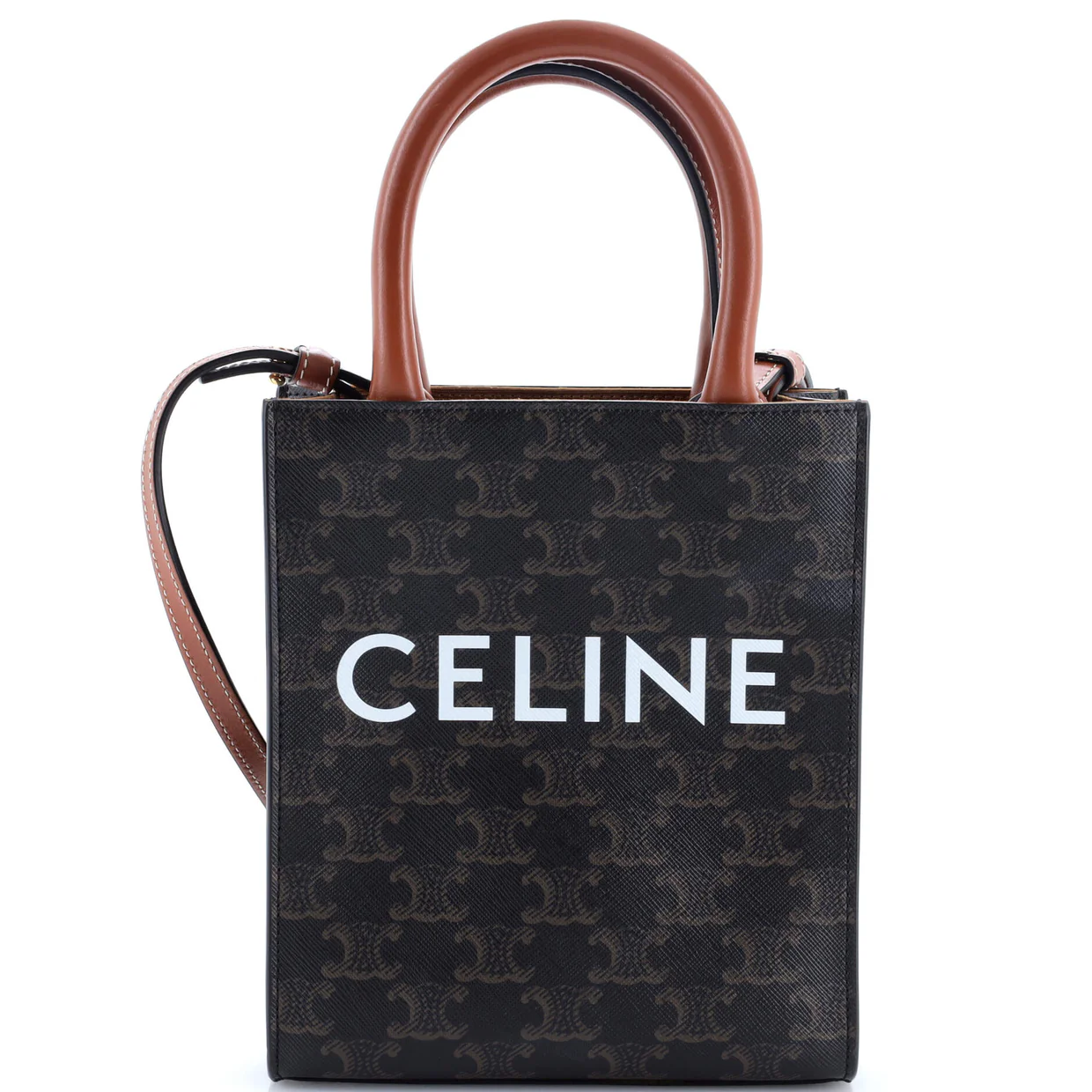 Vertical Cabas Tote Triomphe Coated Canvas Mini - Deep Luxury