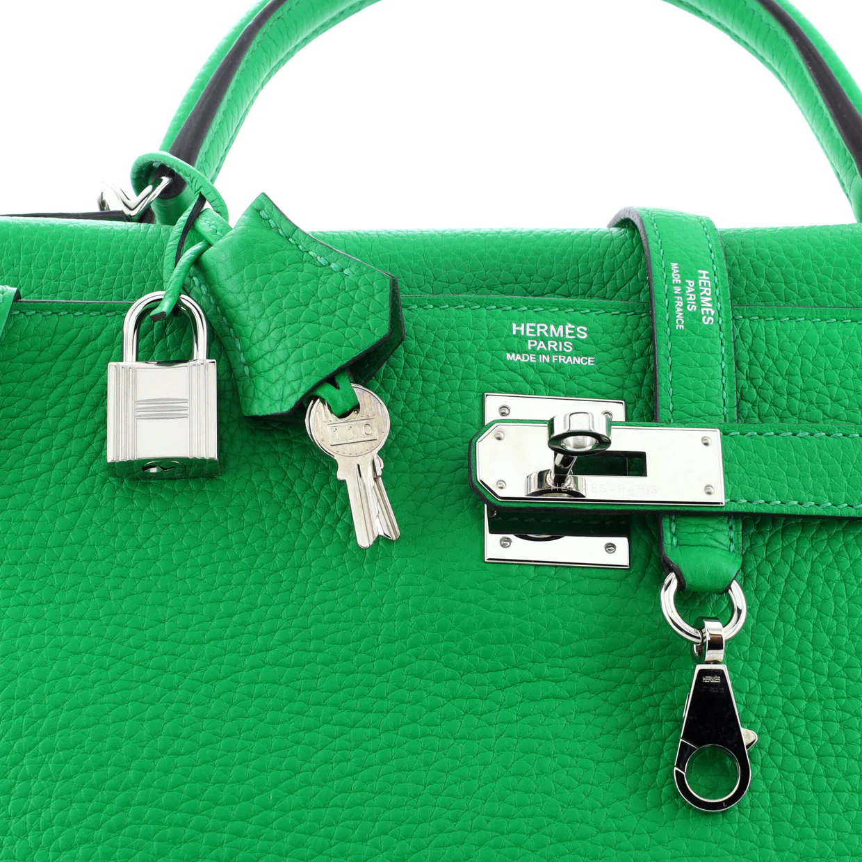 Kelly Handbag Bamboo Clemence with Palladium Hardware 32 - Deep Luxury