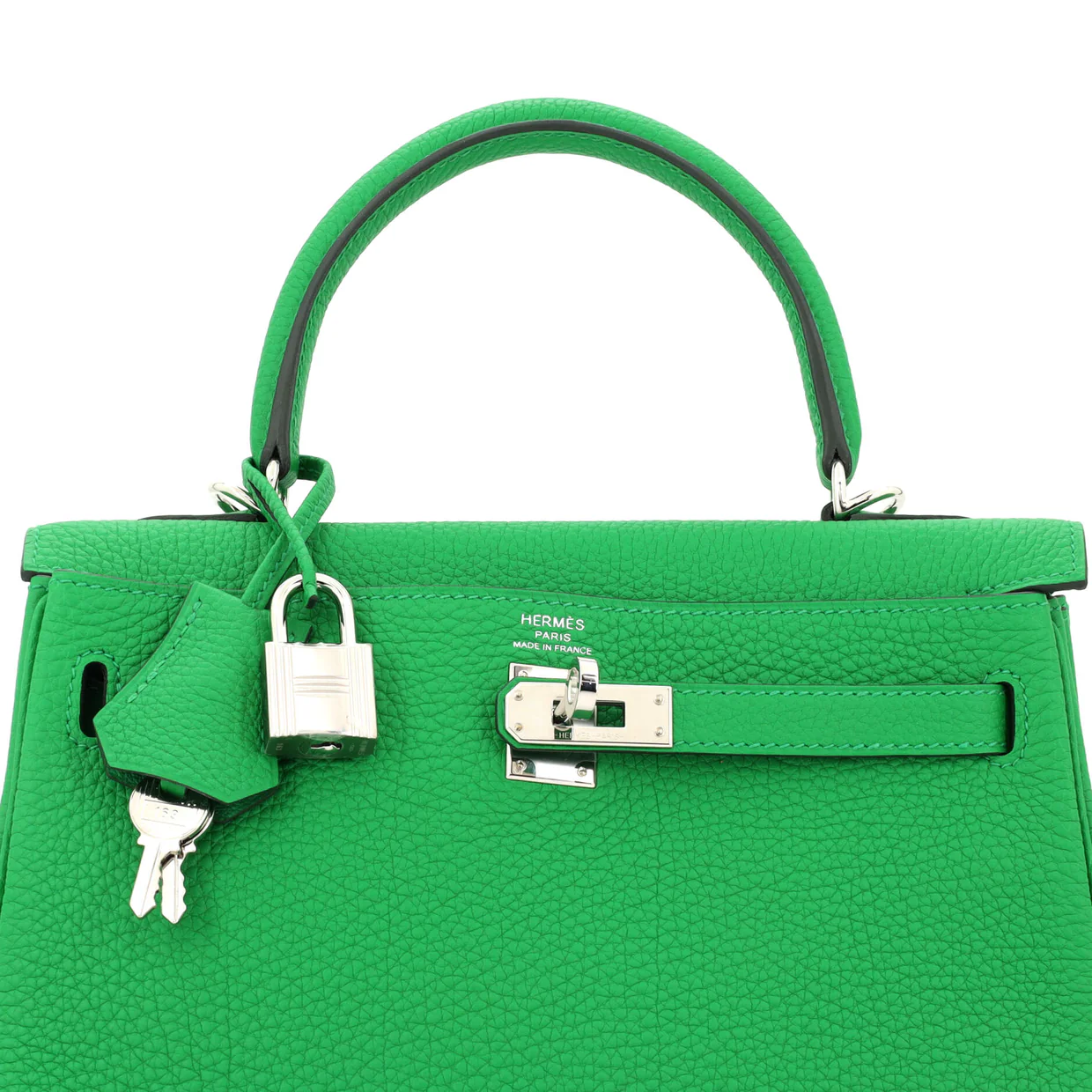 Kelly Handbag Bamboo Togo with Palladium Hardware 25 - Deep Luxury
