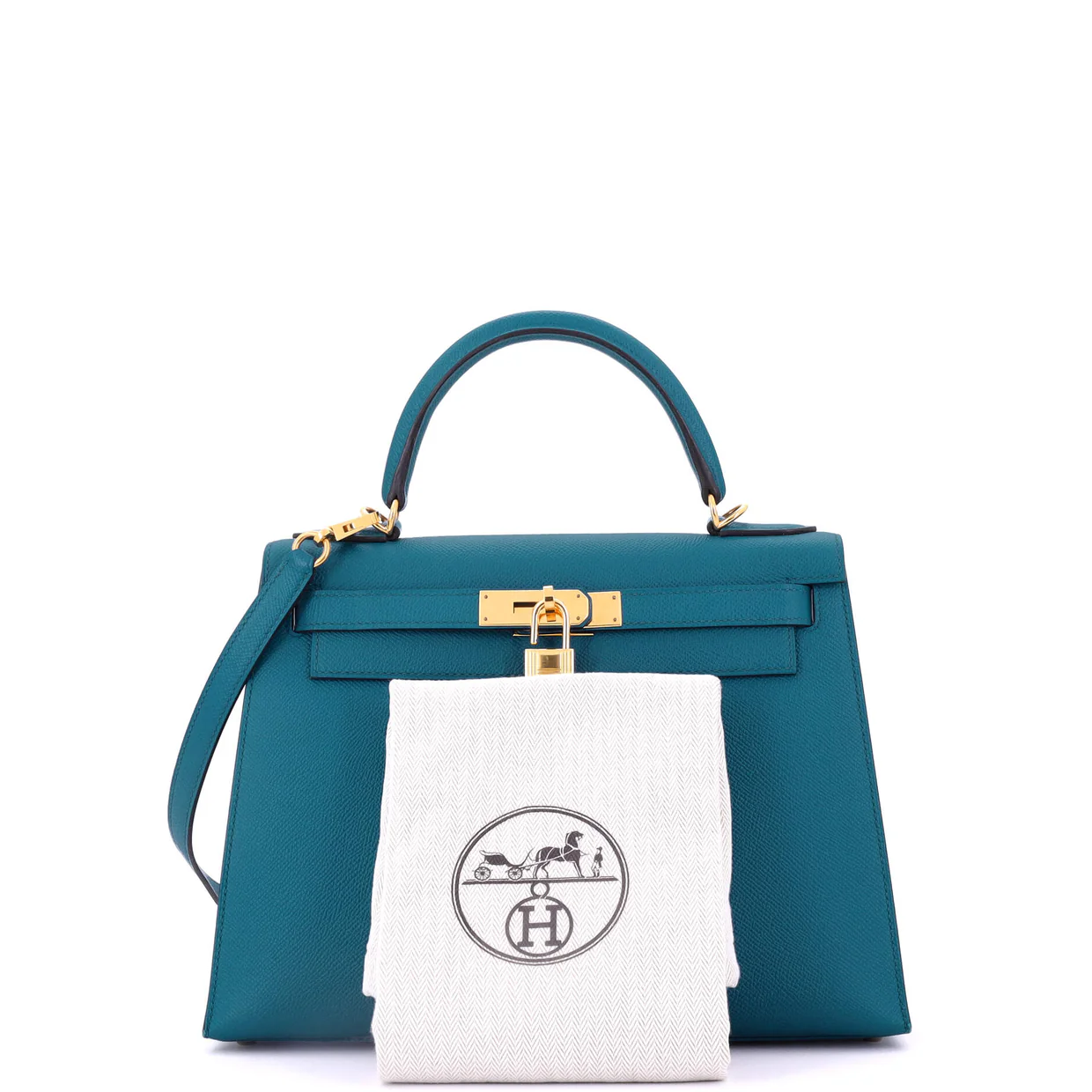 Kelly Handbag Bleu Izmir Epsom with Gold Hardware 28 - Deep Luxury