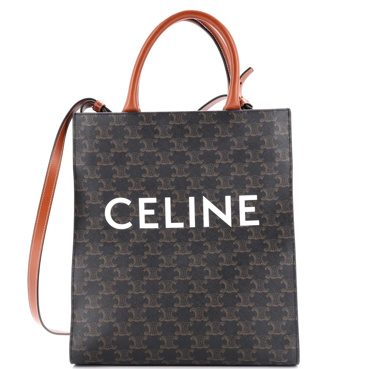 Vertical Cabas Tote Triomphe Coated Canvas Small - Deep Luxury