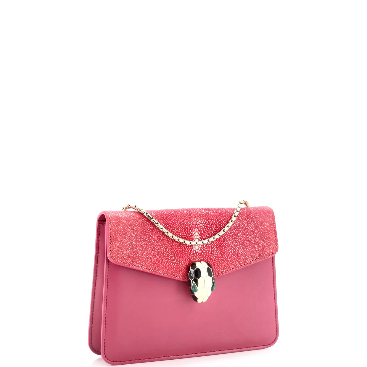 Serpenti Forever Square Shoulder Bag Leather and Stingray Small - Deep Luxury