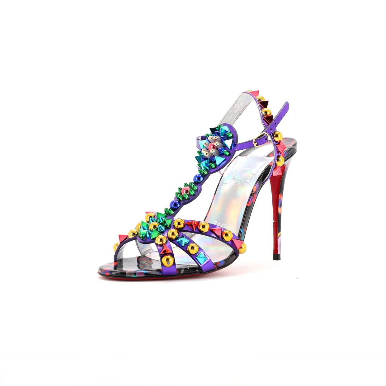 Women's Goldora Heeled Sandals Studded Patent 100 - Deep Luxury