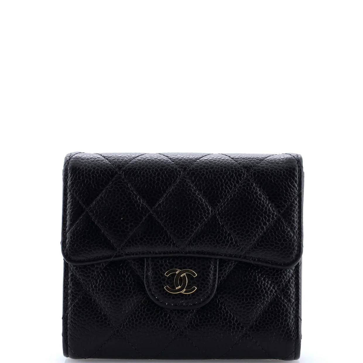 CC Compact Classic Flap Wallet Quilted Caviar - Deep Luxury