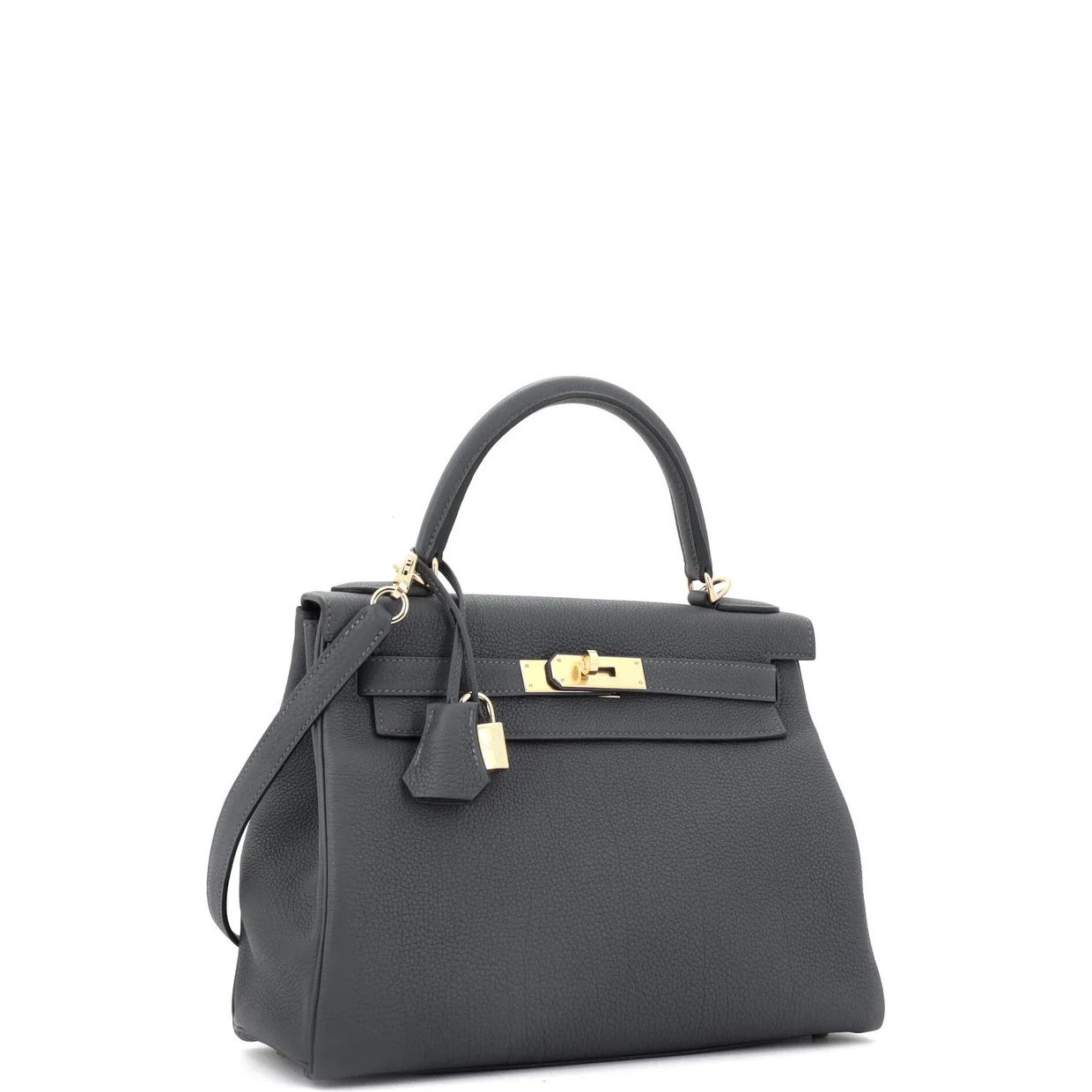 Kelly Handbag Grey Togo with Permabrass Hardware 28 - Deep Luxury