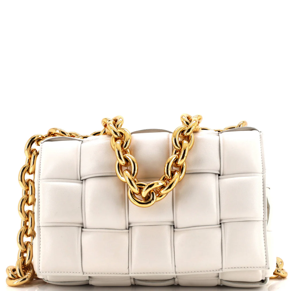 Cassette Chain Crossbody Bag Padded Maxi Intrecciato Leather - Deep Luxury