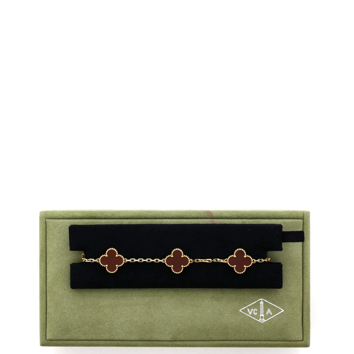 Vintage Alhambra 5 Motifs Bracelet 18K Yellow Gold and Carnelian - Deep Luxury