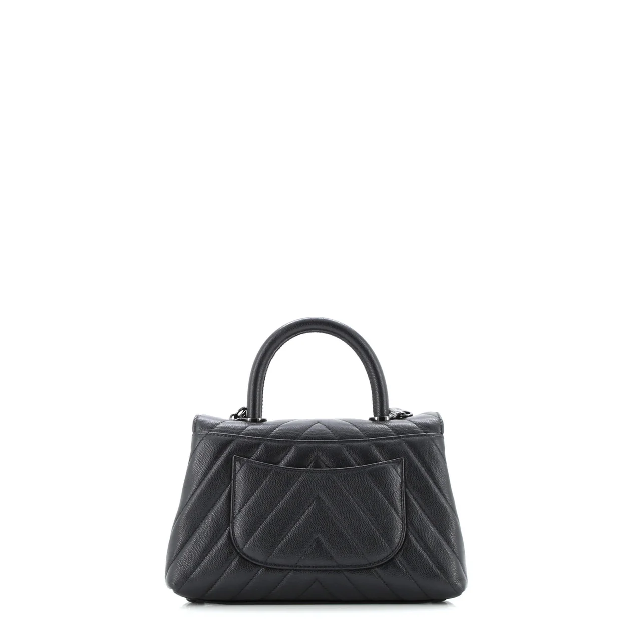 So Black Coco Top Handle Bag Chevron Caviar Mini - Deep Luxury
