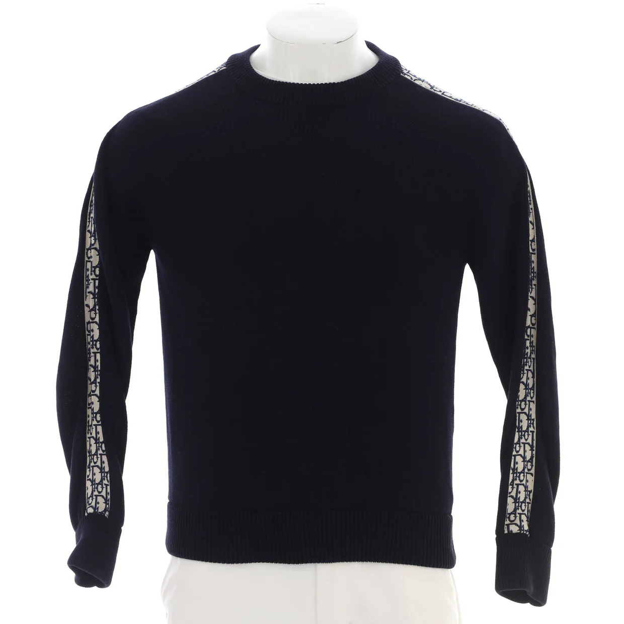 Men's Oblique Trim Crewneck Sweater Cotton - Deep Luxury
