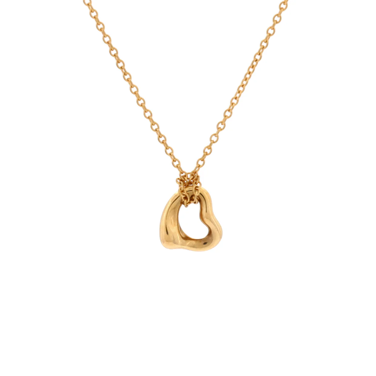 Elsa Peretti Open Heart Pendant Necklace 18K Yellow Gold 7mm - Deep Luxury