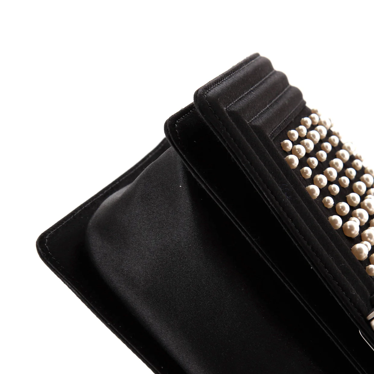 Boy Flap Bag Pearl Embellished Satin Old Medium - Deep Luxury