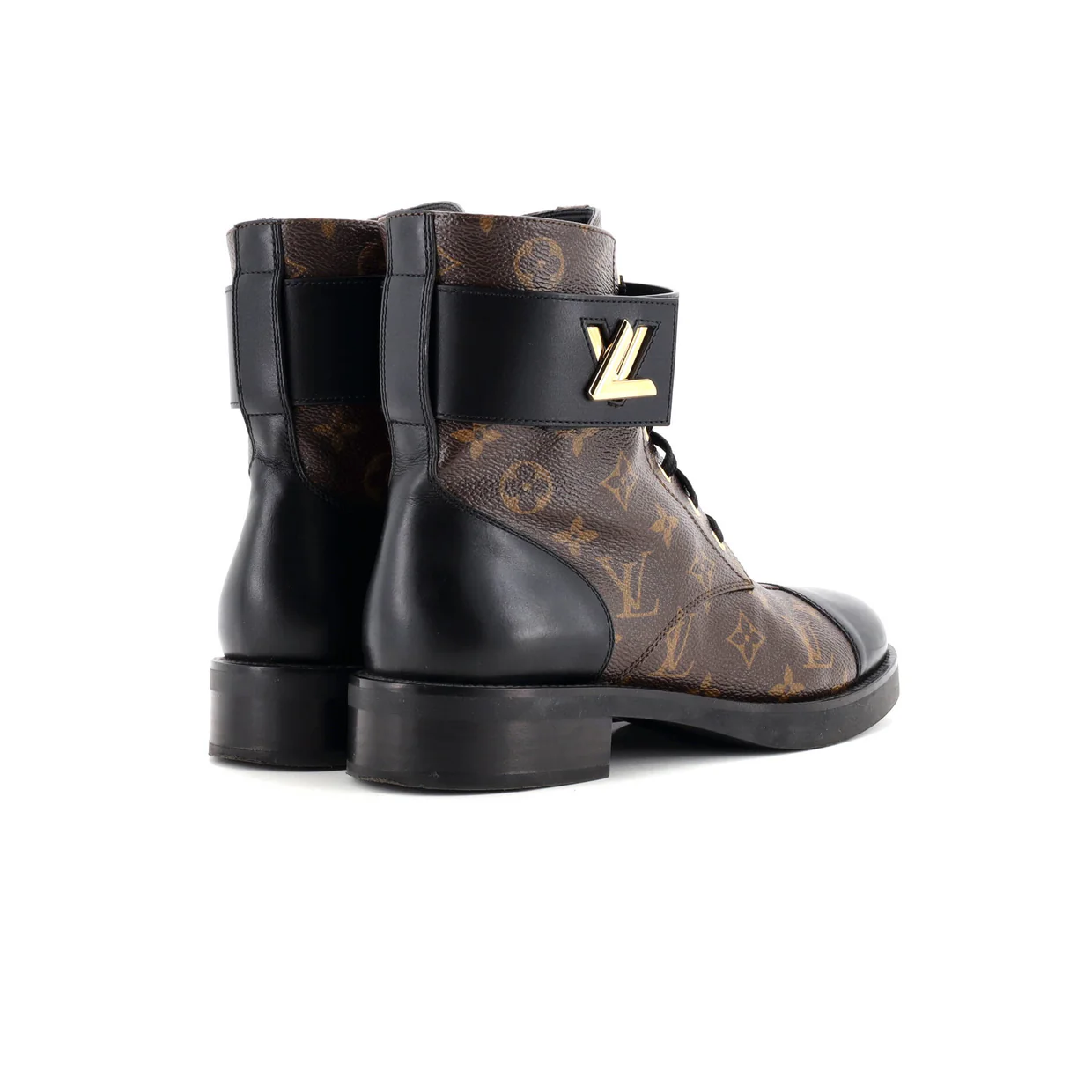 Women's Wonderland Flat Ranger Boots Monogram Canvas and Leather - Deep Luxury