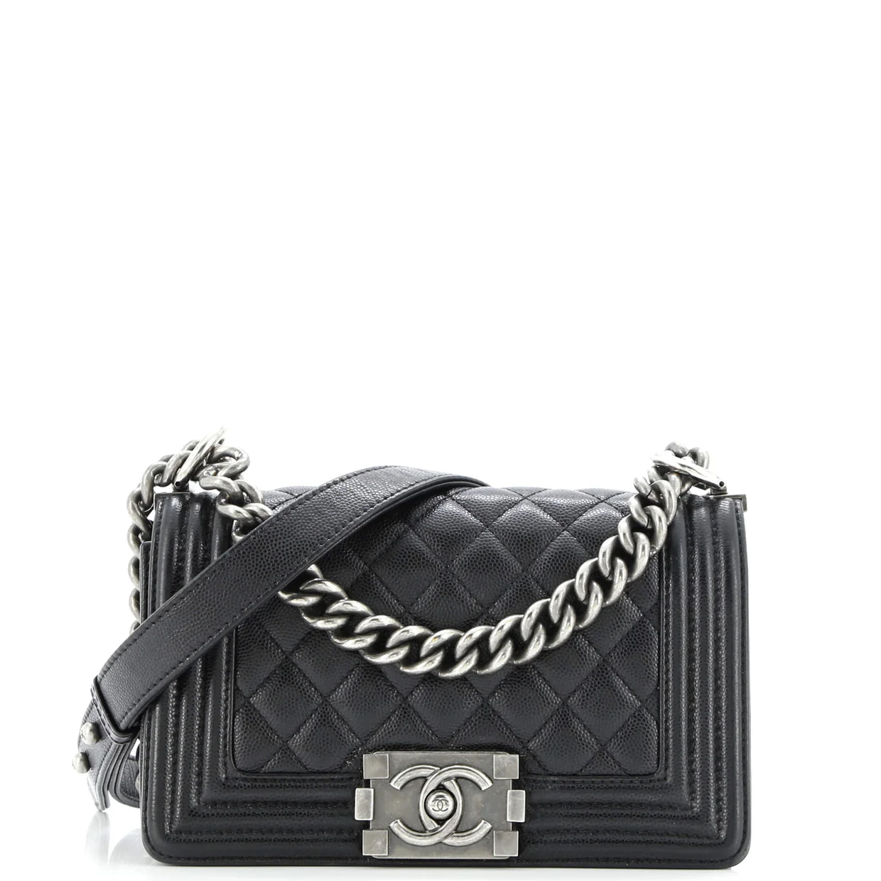 Boy Flap Bag Quilted Caviar Small - Deep Luxury