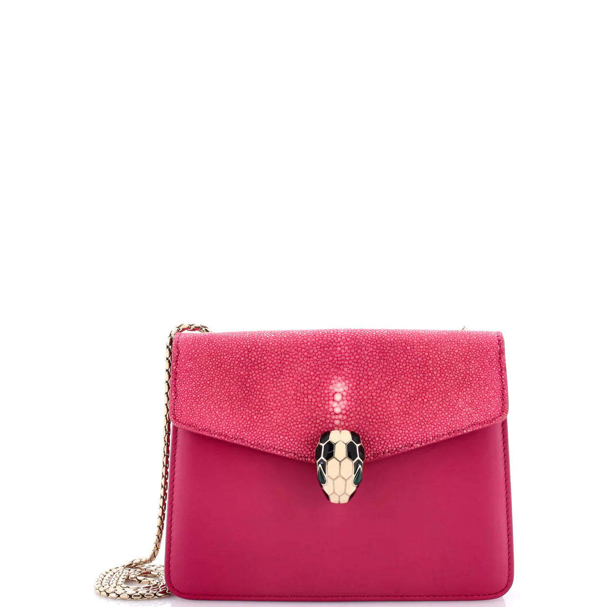 Serpenti Forever Square Shoulder Bag Leather and Stingray Small - Deep Luxury