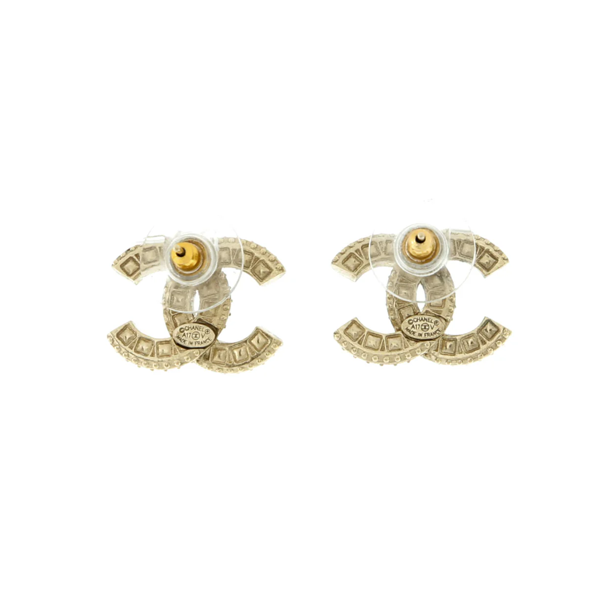CC Stud Earrings Metal with Crystals - Deep Luxury