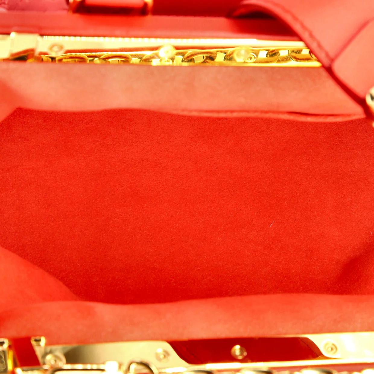 Top Handle Frame Clutch Nanogram Embossed Leather - Deep Luxury