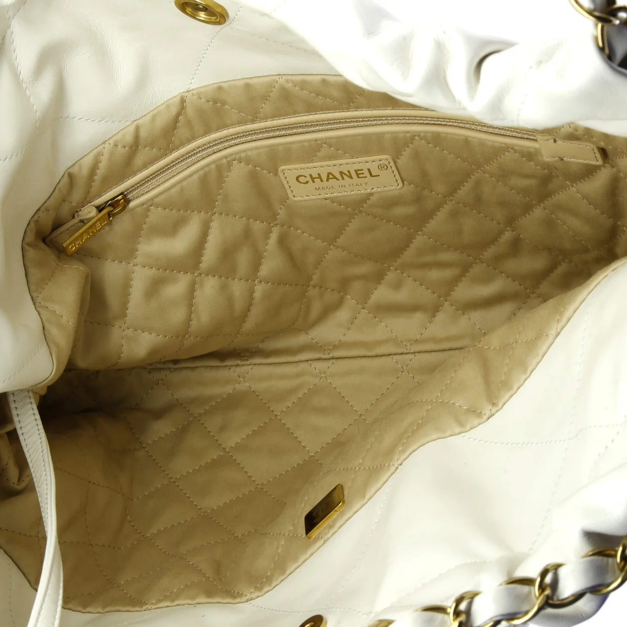 22 Chain Hobo Quilted Shiny Crumpled Calfskin East West - Deep Luxury