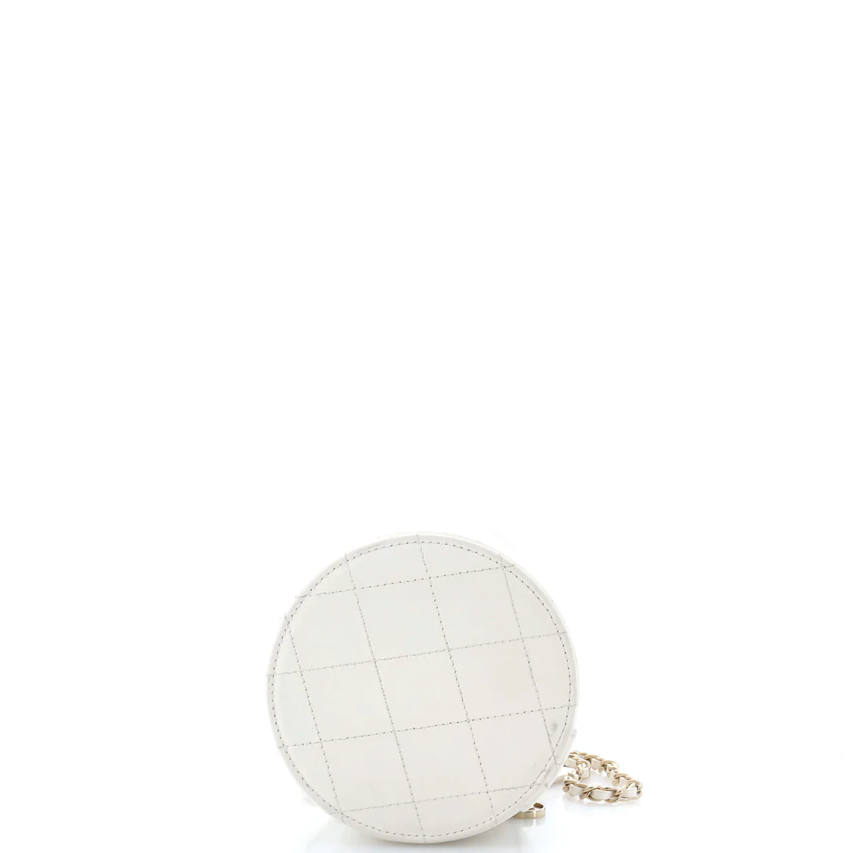 CC Round Vanity Case with Chain Quilted Lambskin Mini - Deep Luxury