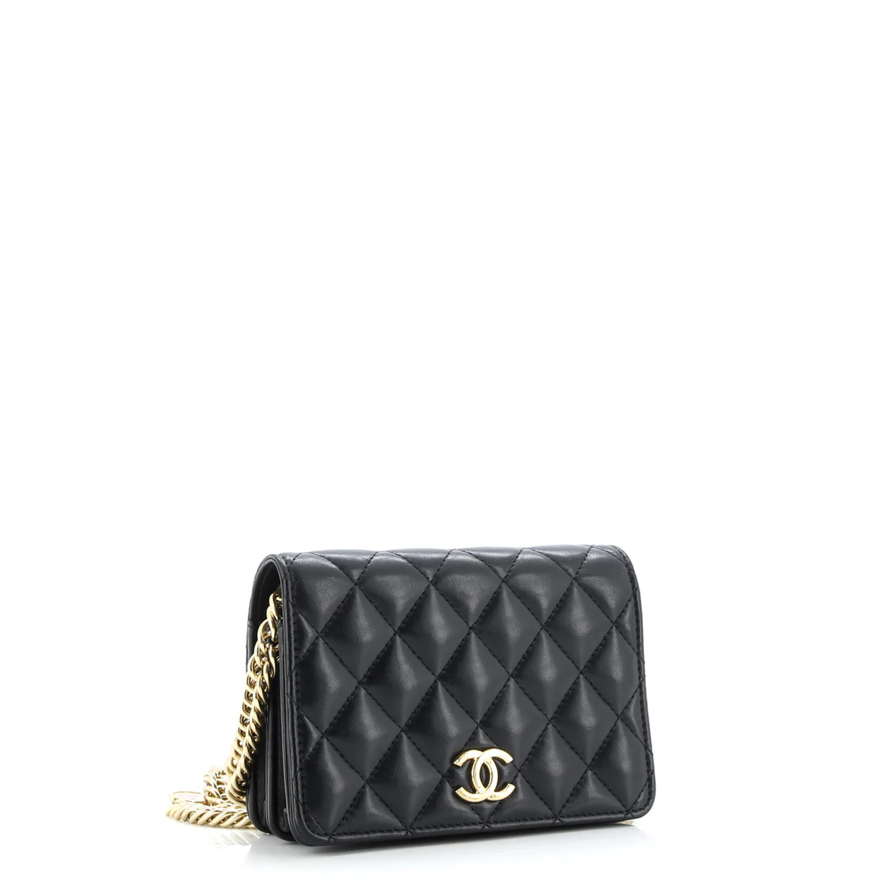 Logo Enamel Clutch with Chain Quilted Lambskin Mini - Deep Luxury