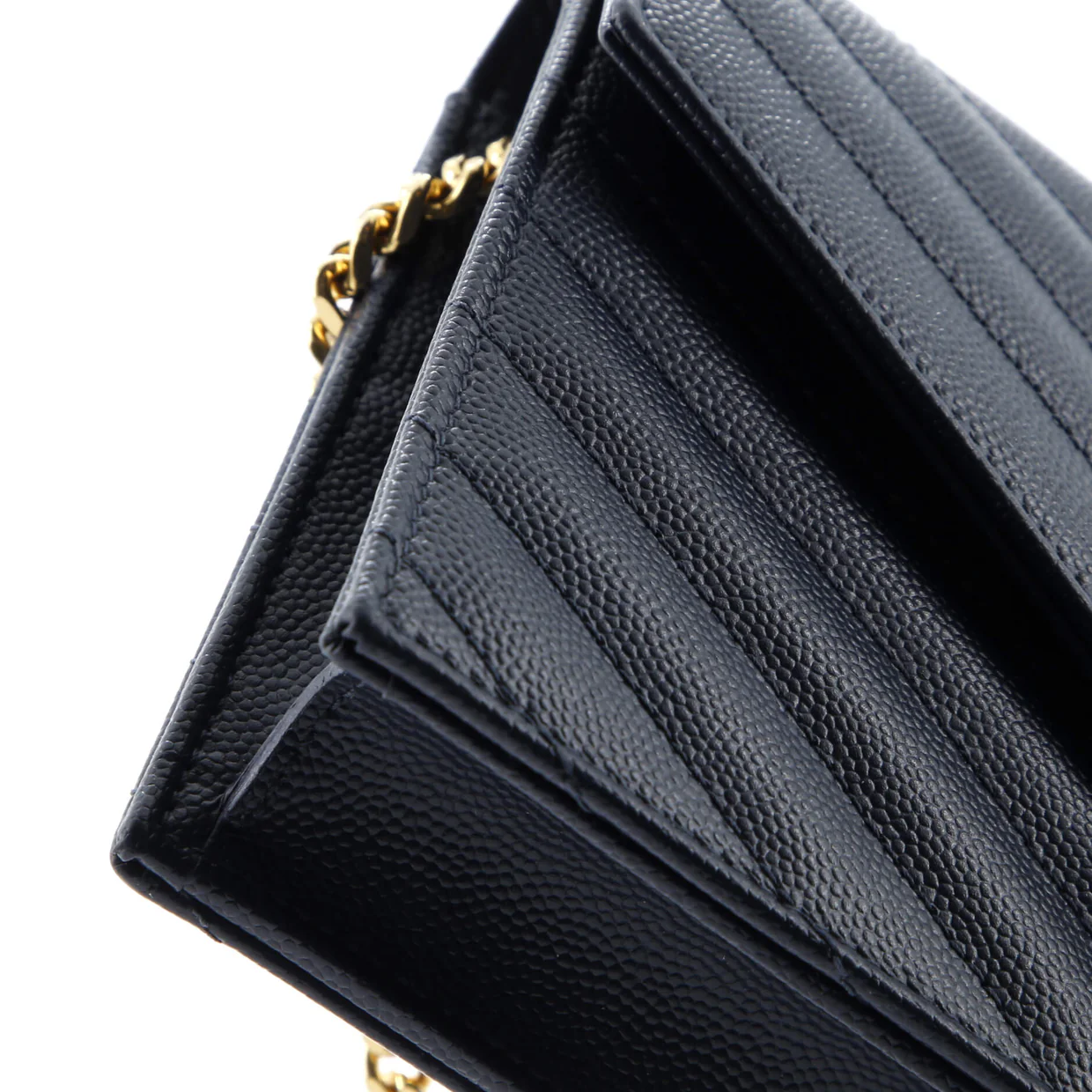 Classic Monogram Wallet on Chain Matelasse Chevron Leather Small - Deep Luxury