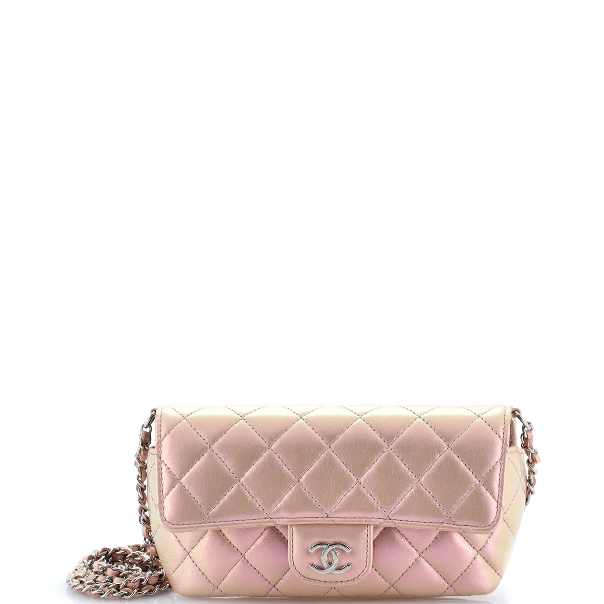 Classic Sunglasses Case with Chain Quilted Iridescent Lambskin - Deep Luxury