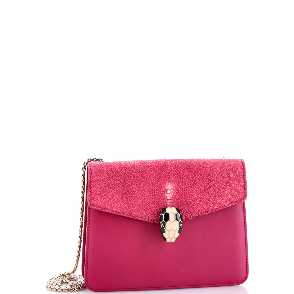 Serpenti Forever Square Shoulder Bag Leather and Stingray Small - Deep Luxury